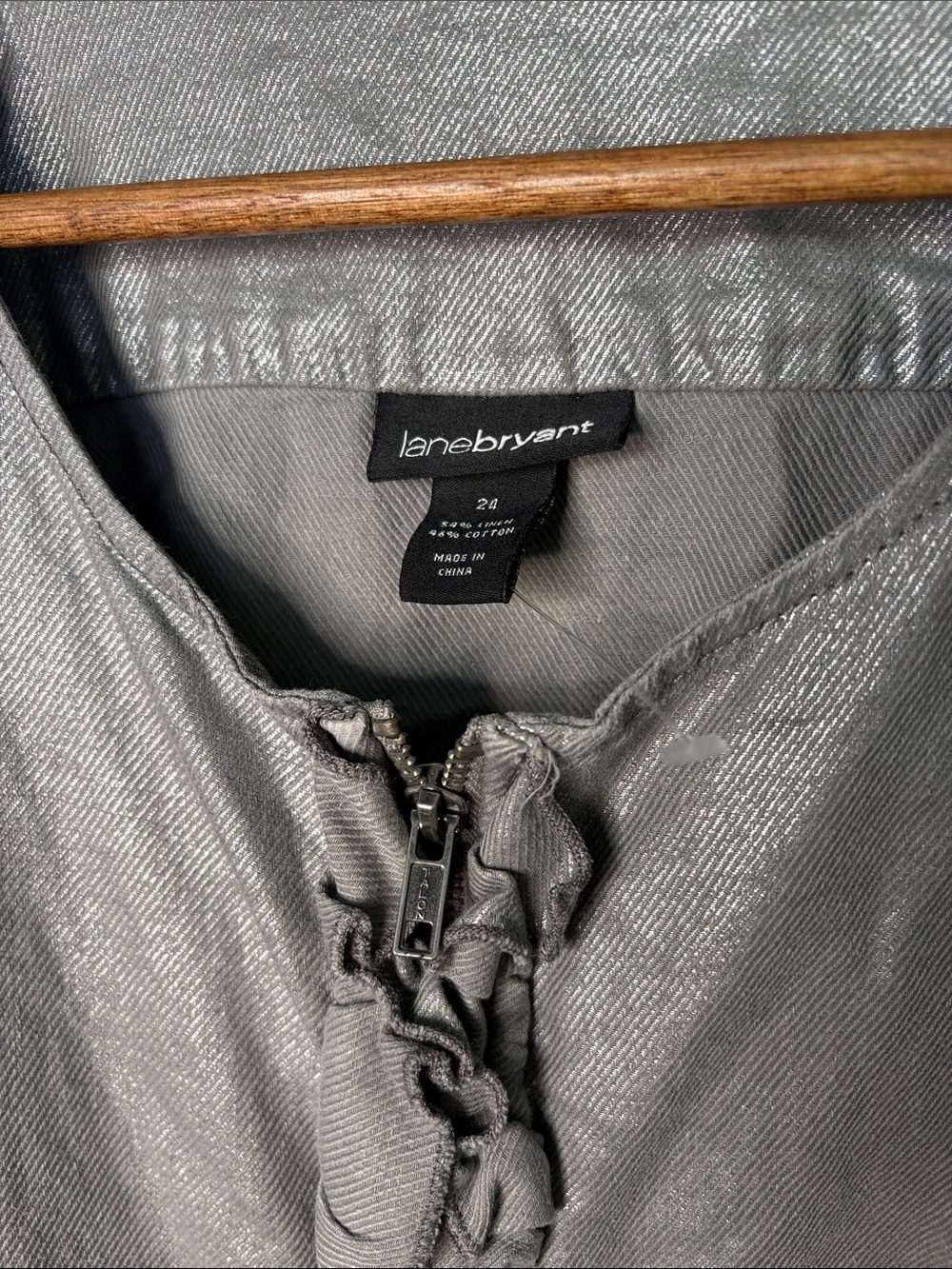 Lane Bryant Metallic Silver Ruffle-Front Jacket - Picture 2 of 4
